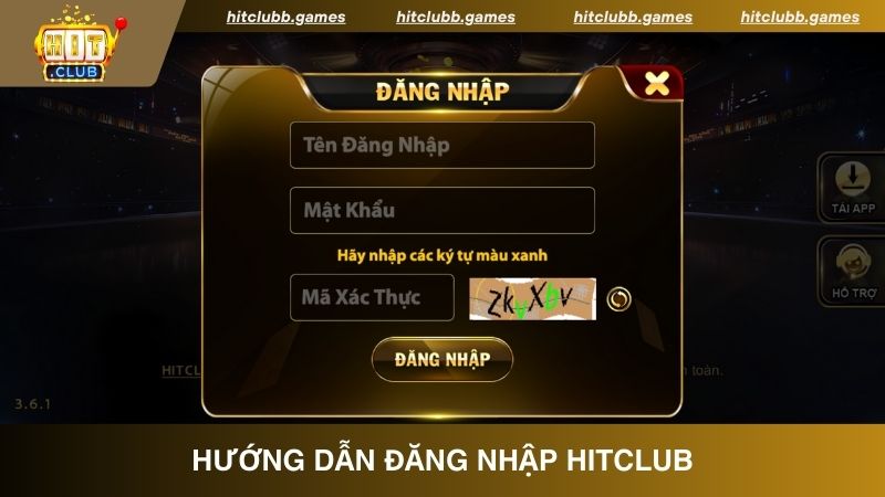 Điền thông tin đăng nhập vào tài khoản HitClub 